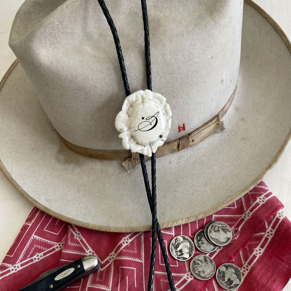 Deer Antler Bolo Tie on hat