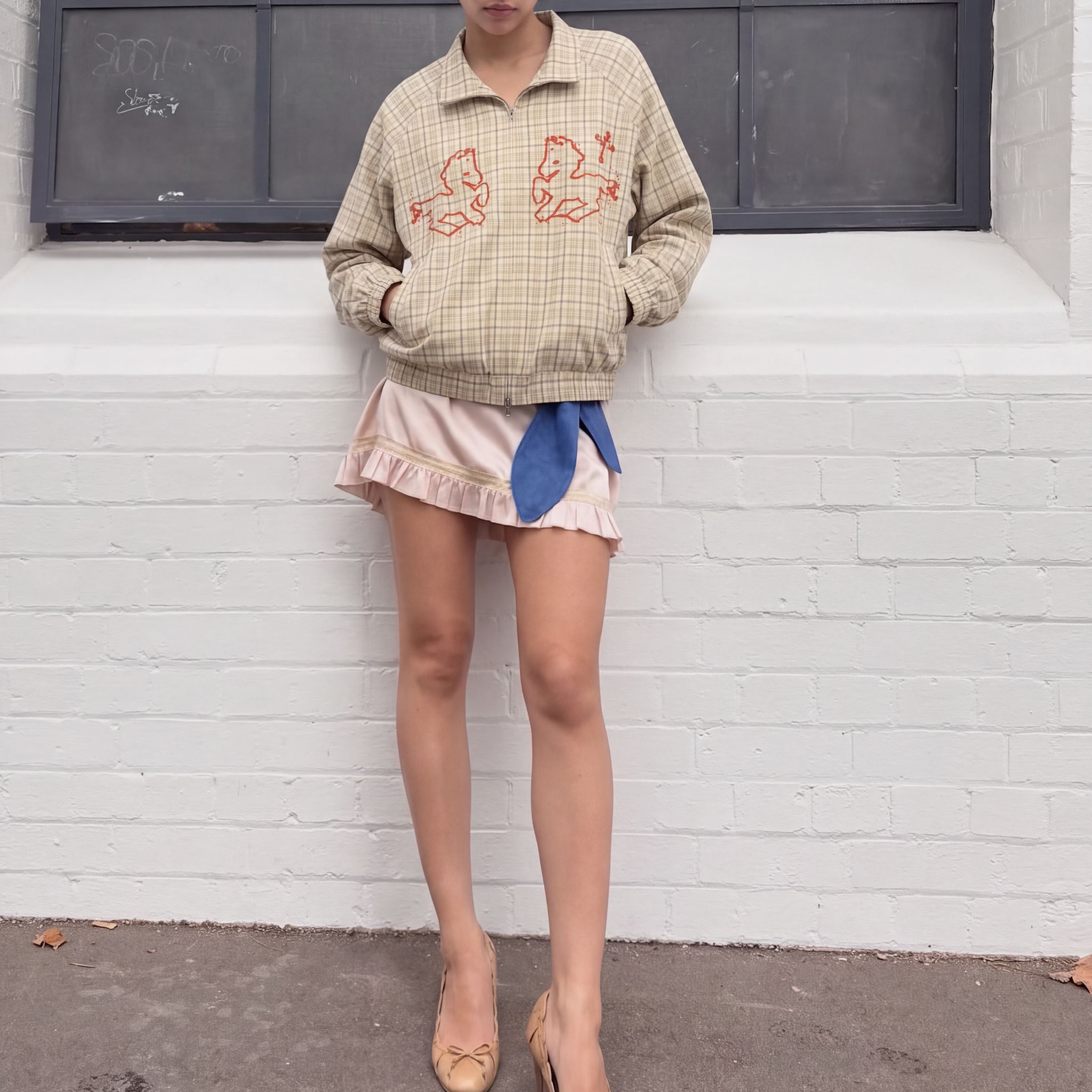 Saemore Plaid Jacket – Khaki Front